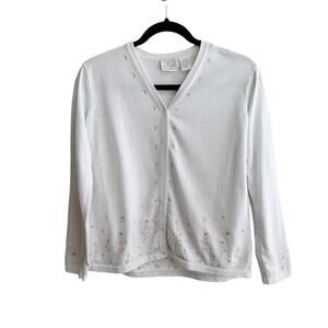 EP Pro Vintage White Embroidered Cotton Golf Cardigan & Tank Set
